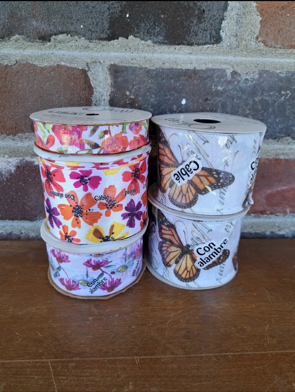 Lot of 5 New Butterfly & Floral Crafting Ribbon